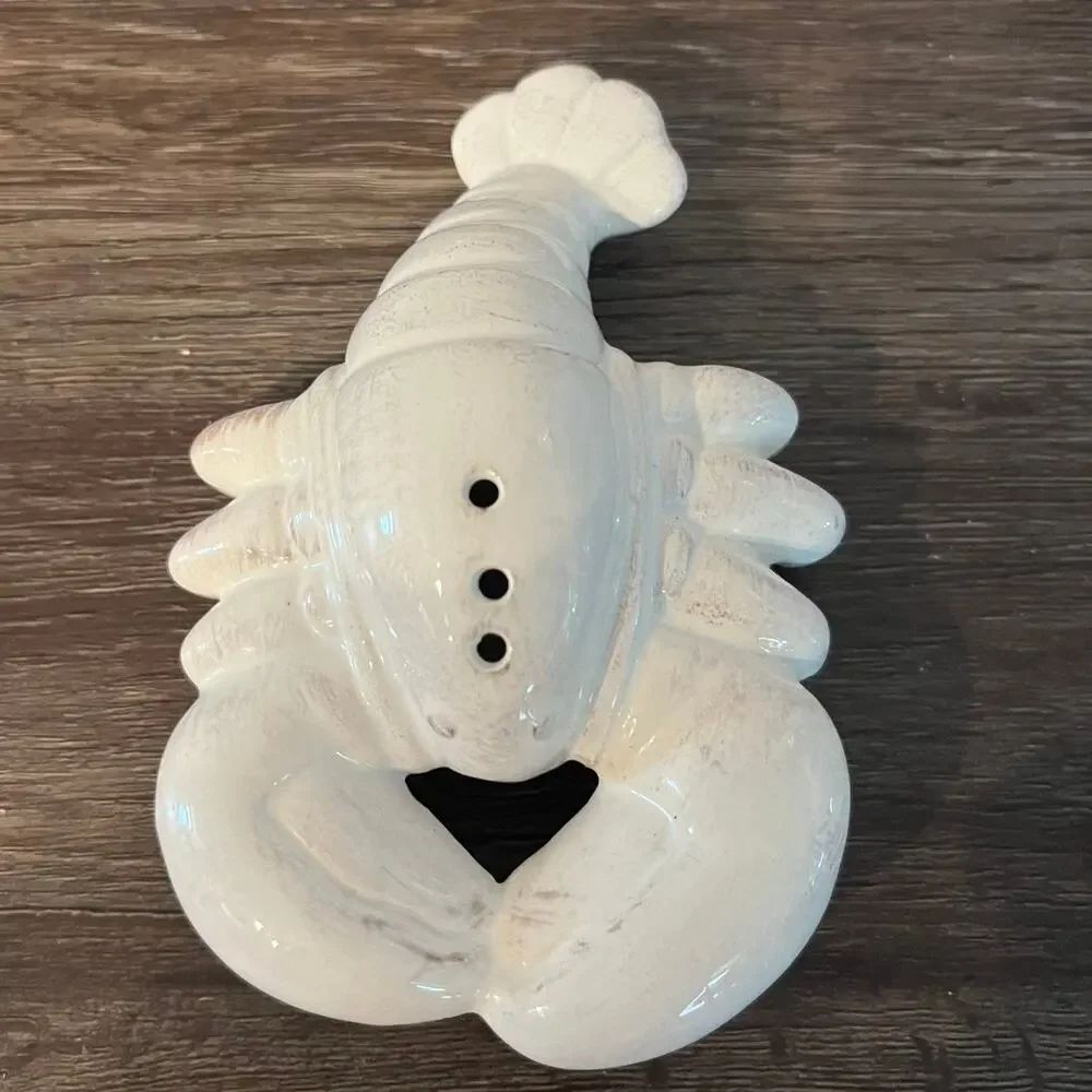 Sur La Table White Ceramic Lobster & Crab Salt and Pepper Shakers Set Coastal